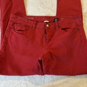 J Crew Toothpick Red Ankle 5 Pocket Jeans Women's Size 32